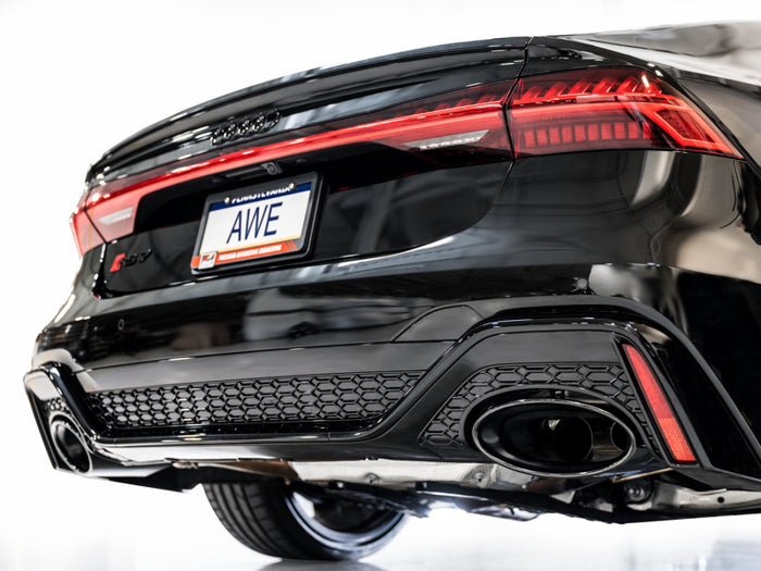 AWE Tuning 21-23 Audi C8 RS6/RS7 SwitchPath Cat-back Exhaust - Diamond Black Tips available at Damond Motorsports