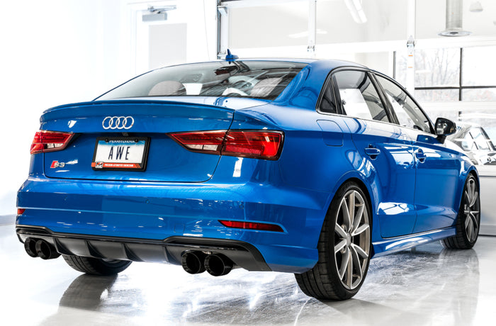 AWE Tuning Audi 8V S3 SwitchPath Exhaust w/Diamond Black Tips 102mm available at Damond Motorsports