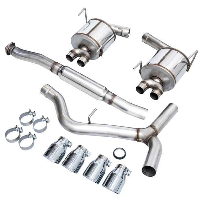 AWE Tuning Subaru STI VA / WRX GV / STI GV Sedan Touring Edition Exhaust - Chrome Silver Tip (102mm) available at Damond Motorsports