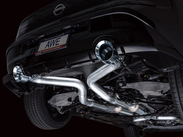 AWE 2023 Nissan Z RZ34 RWD Track Edition Catback Exhaust System w/ Chrome Silver Tips available at Damond Motorsports