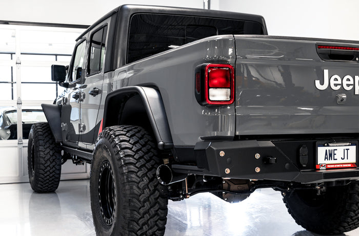 AWE Tuning 20-21 Jeep Gladiator JT 3.6L Tread Edition Cat-Back Dual Exhaust - Diamond Black Tip available at Damond Motorsports