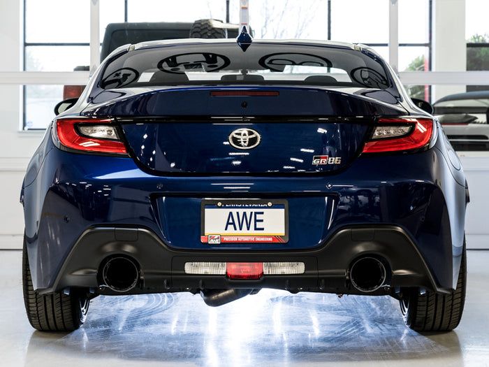 AWE Subaru BRZ / Toyota GR86 / Toyota 86 Track Edition Cat-Back Exhaust- Diamond Black Tips available at Damond Motorsports