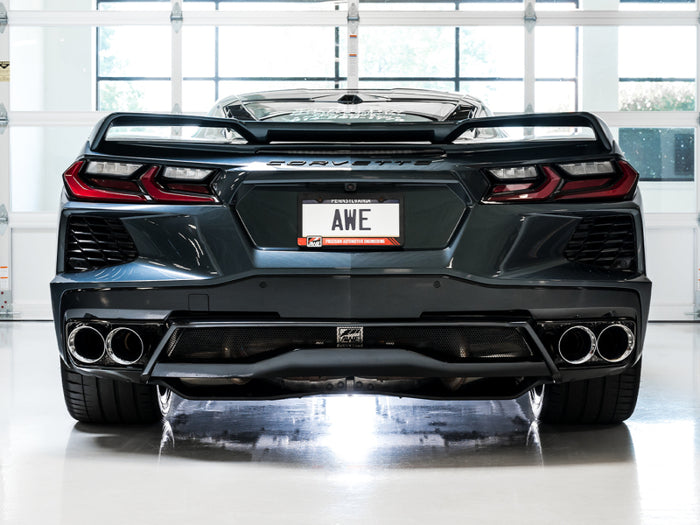 AWE Tuning 2020 Chevrolet Corvette (C8) Track Edition Exhaust - Quad Chrome Silver Tips available at Damond Motorsports