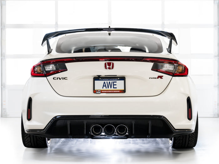 AWE Tuning 2023 Honda Civic Type R FL5 Touring Edition Exhaust w/ Triple Chrome Silver Tips available at Damond Motorsports