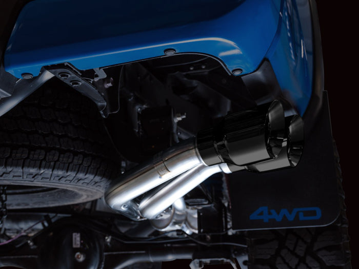 AWE 16-22 Toyota Tacoma 0FG Catback Exhaust w/ BashGuard - Dual Diamond Black Tips available at Damond Motorsports