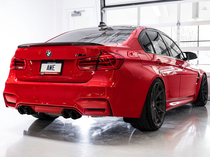 AWE Tuning BMW F8X M3/M4 Track Edition Catback Exhaust - Diamond Black Tips available at Damond Motorsports