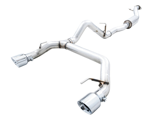 AWE Tuning 2021+ Ford Bronco 0FG Dual Rear Exit Exhaust w/Chrome Silver Tips & Bash Guard available at Damond Motorsports