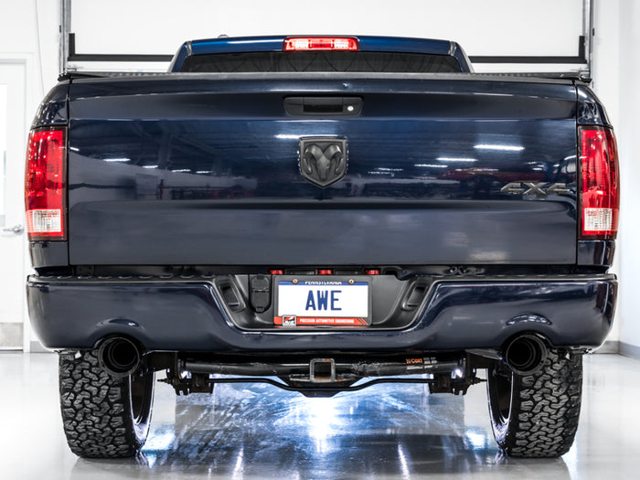 AWE Tuning 09-18 RAM 1500 5.7L (w/Cutouts) 0FG Dual Rear Exit Cat-Back Exhaust - Diamond Black Tips available at Damond Motorsports