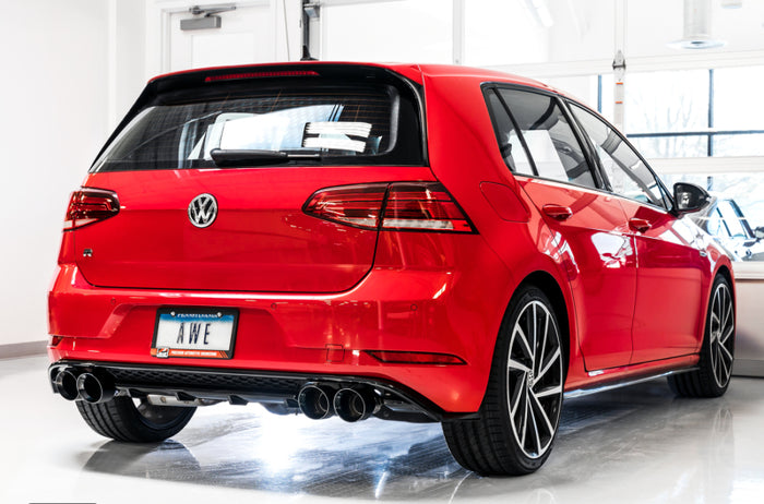 AWE Tuning MK7.5 Golf R SwitchPath Exhaust w/Diamond Black Tips 102mm available at Damond Motorsports