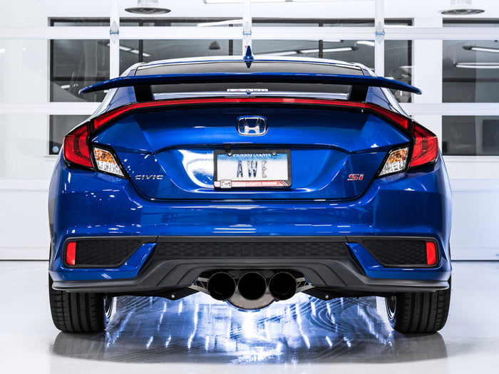 AWE Tuning 2016+ Honda Civic Si Touring Edition Exhaust w/Front Pipe & Triple Diamond Black Tips available at Damond Motorsports