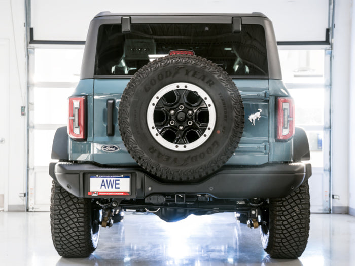 AWE Tuning 2021+ Ford Bronco 0FG Exhaust (No Tips) w/ Bash Guard available at Damond Motorsports