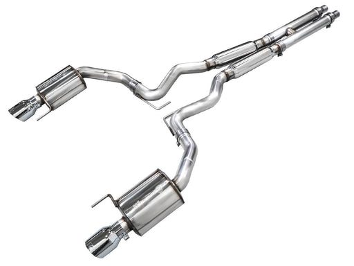 AWE 2024 Ford Mustang GT Fastback S650 RWD Touring Catback Exhaust w/ Dual Chrome Silver Tips available at Damond Motorsports