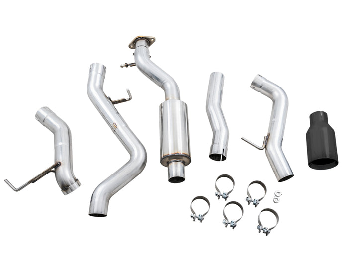 AWE Tuning 2021+ Ford Bronco 0FG Single Rear Exit Exhaust w/Diamond Black Tip & Bash Guard available at Damond Motorsports