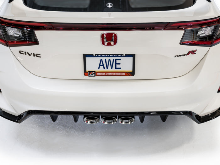 AWE Tuning 2023 Honda Civic Type R FL5 Track Edition Exhaust w/ Triple Chrome Silver Tips available at Damond Motorsports