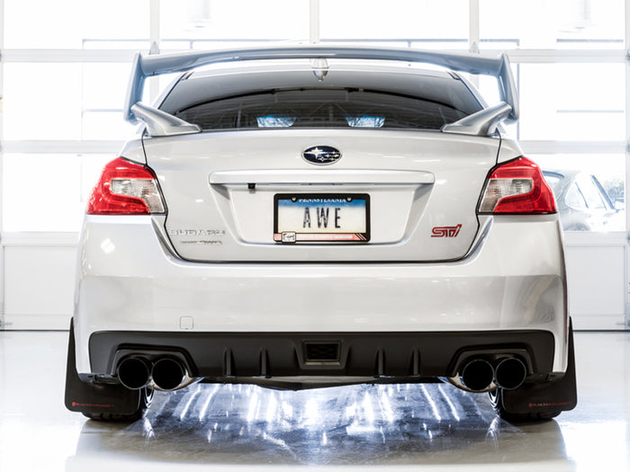 AWE Tuning Subaru STI VA / WRX GV / STI GV Sedan Touring Edition Exhaust - Diamond Black Tip (102mm) available at Damond Motorsports