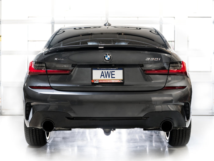 AWE 19-23 BMW 330i / 21-23 BMW 430i Base G2X Track Edition Axle Back Exhaust - Diamond Black available at Damond Motorsports