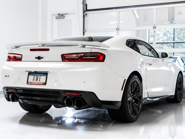 AWE Tuning 16-19 Chevy Camaro SS Non-Res Cat-Back Exhaust - Track Edition (Quad Diamond Black Tips) available at Damond Motorsports