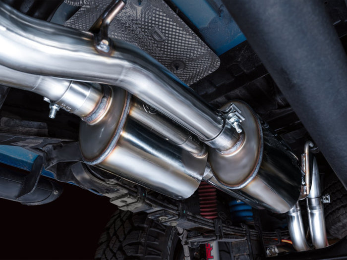 AWE 16-22 Toyota Tacoma 0FG Catback Exhaust w/ BashGuard - Dual Chrome Silver Tips available at Damond Motorsports