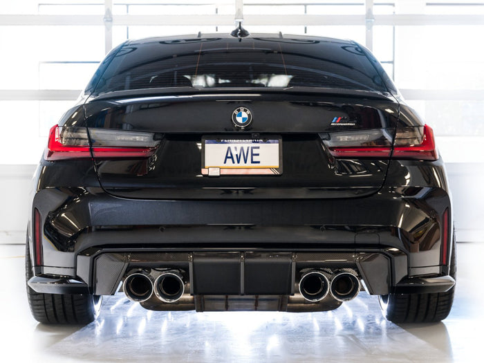 AWE SwitchPath Catback Exhaust for BMW G8X M3/M4 - Chrome Silver Tips available at Damond Motorsports