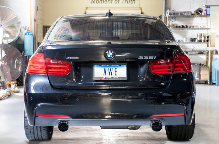 AWE Tuning BMW F3X 335i/435i Touring Edition Axle-Back Exhaust - Chrome Silver Tips (102mm) available at Damond Motorsports