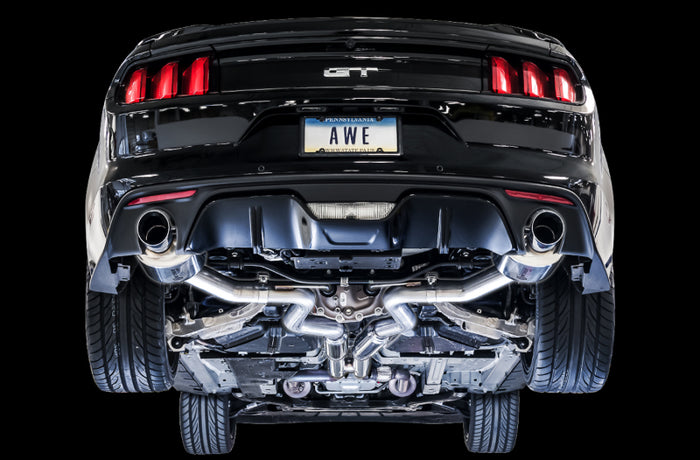 AWE Tuning S550 Mustang GT Cat-back Exhaust - Touring Edition (Chrome Silver Tips) available at Damond Motorsports