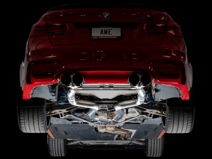 AWE Tuning BMW F8X M3/M4 Track Edition Catback Exhaust - Diamond Black Tips available at Damond Motorsports