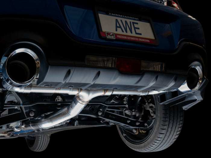 AWE Subaru BRZ/ Toyota GR86/ Toyota 86 Track Edition Cat-Back Exhaust- Chrome Silver Tips available at Damond Motorsports