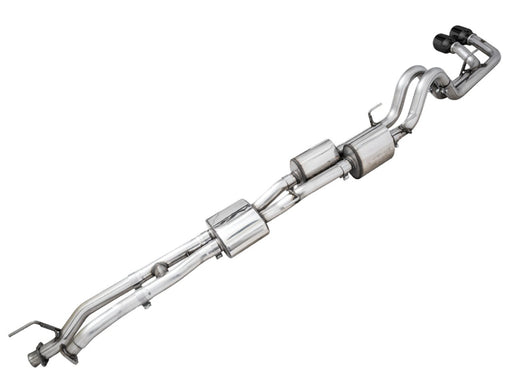 AWE 16-22 Toyota Tacoma 0FG Catback Exhaust w/ BashGuard - Dual Diamond Black Tips available at Damond Motorsports