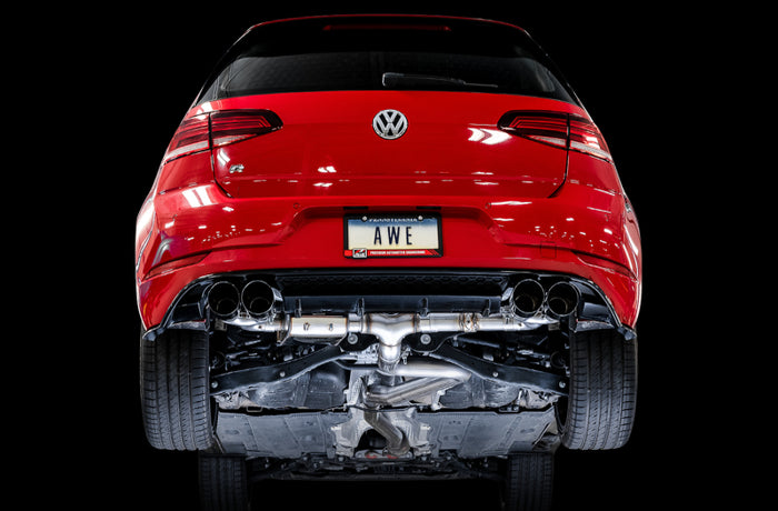 AWE Tuning Volkswagen Golf R MK7.5 SwitchPath Exhaust w/Chrome Silver Tips 102mm available at Damond Motorsports