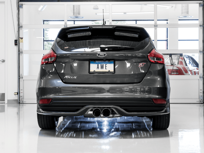 AWE Tuning Ford Focus ST Touring Edition Cat-back Exhaust - Resonated - Chrome Silver Tips available at Damond Motorsports