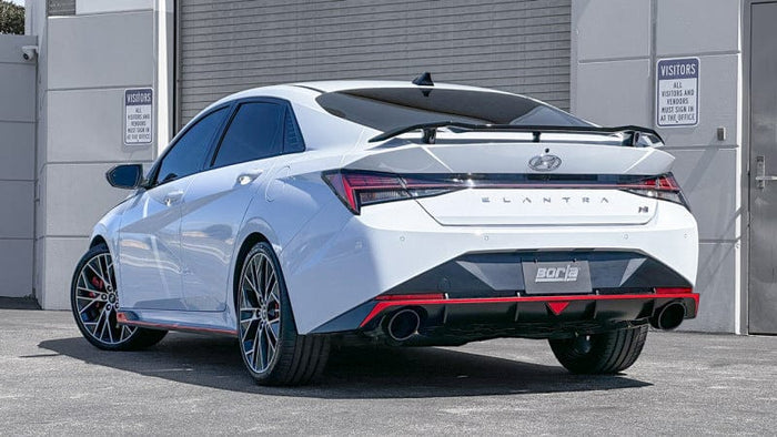 Borla 22-23 Hyundai Elantra N 2.0L 4 CYL. Turbo AT/MT ATAK Catback Exhaust Black Chrome available at Damond Motorsports