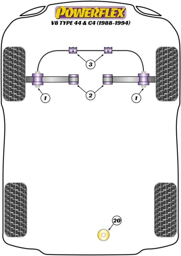 Powerflex-Audi V8 Type 44 & 4C (10/88 - 11/93) Front Sway Bar To Chassis - 25 mm- at Damond Motorsports