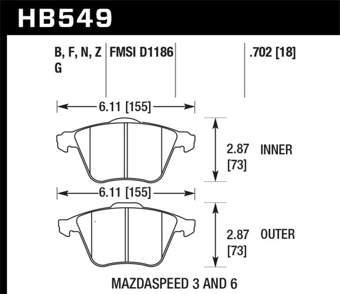 Hawk Performance-Hawk 2007-2013 Mazda 3 Mazdaspeed HPS 5.0 Front Brake Pads- at Damond Motorsports