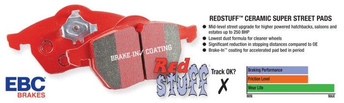 EBC-EBC 16-18 Ford Focus RS Redstuff Ceramic Low Dust Front Brake Pads- at Damond Motorsports