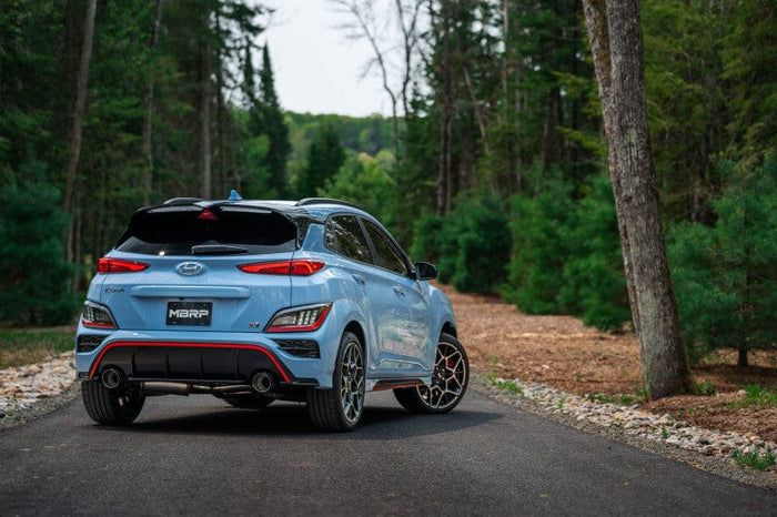 MBRP 22-23 Hyundai Kona N 2.0L Turbo 3in Cat Back Dual Rear with Carbon Fiber Tips - T304 available at Damond Motorsports