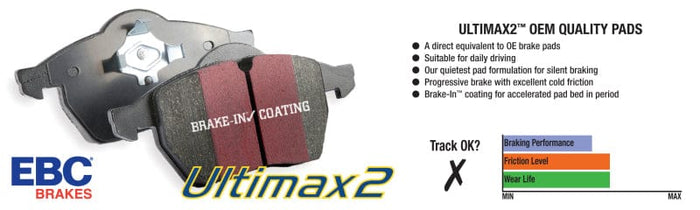 EBC-EBC 07-13 Mazda 3 2.3 Turbo Ultimax2 Front Brake Pads- at Damond Motorsports